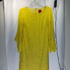Yellow Lace Long Sleeve Dress